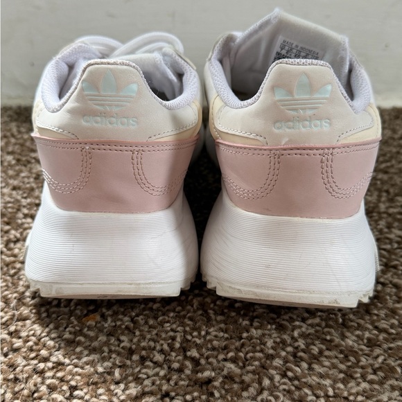 adidas Women’s Pastel Triple-Stripe Platform Sneaker - White Pink Mint Cream - Picture 3 of 6